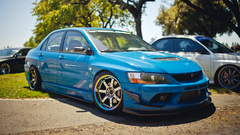 mitsubishi lancer Car stance blue cars vehicle Mitsubishi