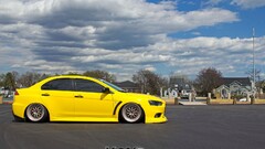 Mitsubishi Lancer Evo X vehicle Car yellow cars Mitsubishi