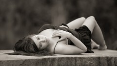 Models black dress cleavage takara Mike Reid