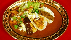 Mole pork picadillo tacos