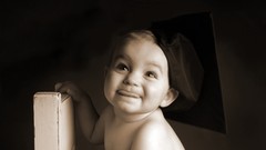 Monochrome babies caps graduation