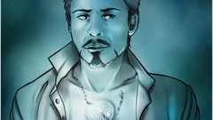 Monochrome fan art tony stark portraits Arc reactor dogtags