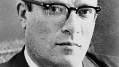 Monochrome portraits men with glasses bowtie Isaac Asimov 