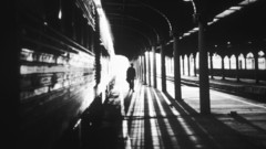 Monochrome train stations grayscale