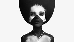 monochrome Women body paint black white artwork face