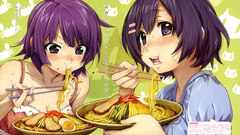 monogatari-series senjougahara hitagi hanekawa tsubasa eating