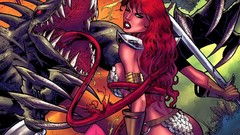Monsters Warriors Red Sonja Swords redheads comics girls 