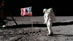 Moon astronauts American Flag