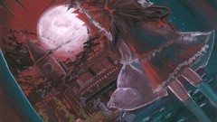 Moon bows long hair anime girls brunettes touhou miko hair 