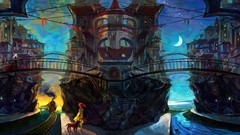 Moon Bridges arches clocks cities rivers railroad tracks 