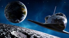 Moon Earth pace space shuttle outer space
