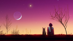 Moon fantasy art lonely