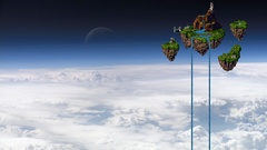 Moon floating islands waterfalls