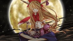 Moon happy bows blondes smiling long hair anime girls touhou 