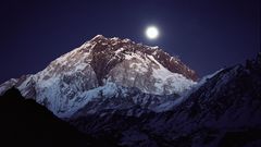 Moon over from nepal nuptse lobuche