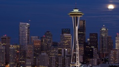 Moon tower Seattle skyline