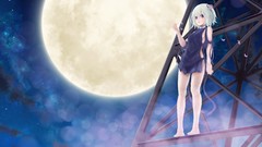 Moon white hair anime girls short hair Fragile Dreams: Farewell 