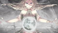 Moon white hair blue eyes twintails necklaces A.I.