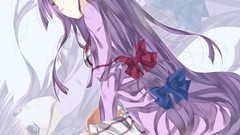 Moon woman dress sitting coat long hair touhou purple hair 