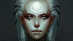 Moon woman white hair colors League of Legends artwork Diana 