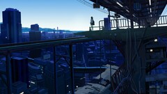 morning City alone train station Anime cityscape