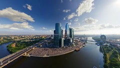 Moscow Skyscrapers Russia cityscapes blue skies fisheye effect