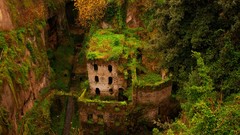 Moss ruins Italy Il Vallone dei Mulini