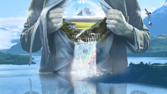 Mountains Birds suit surreal