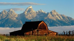 Mountains clouds Landscapes cabin