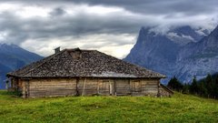 Mountains clouds nature cabin
