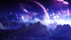 Mountains clouds outer space