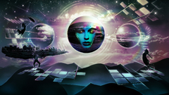 Mountains clouds Stars silhouettes