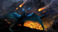 Mountains Dragons Fireball young artwork fantasy art sceptres