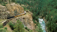 Mountains forests railroad tracks