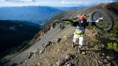 Mountains helmets skies downhill extreme sports