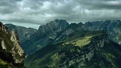 Mountains nature landscape waterfall clouds switzerland sky Alps