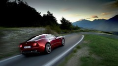 Mountains red cars roads Alfa Romeo vehicles motion blur Alfa 