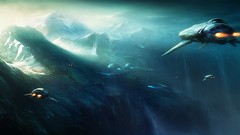 Mountains ships science fiction futuristic The Edge