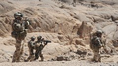 Mountains War Army soldiers French military Africa patrol rocks 