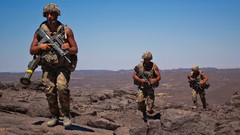 Mountains War Army soldiers French military Africa rocks Rifles 