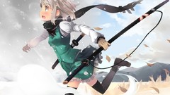 Mountains weapons Katana running ghosts Swords skirts scarfs 