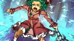 Movement dress socks screaming action anime girls green eyes 