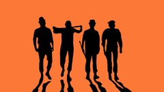 Movies A Clockwork Orange silhouettes orange background 