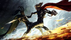 Movies fighters Warriors Swords thor loki animated marvel 