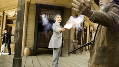 Movies Guns Actors saloon Christoph Waltz firing Django 