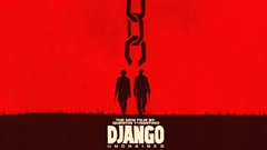 Movies red background silhouettes chains movie posters Django 