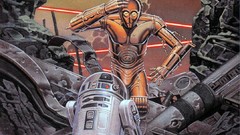 Movies star wars science fiction artwork c-3po futuristic r2d2