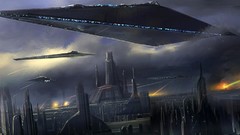 Movies star wars spaceships science fiction cityscapes 