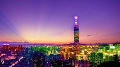 Multicolor cities cityscapes taipei 101