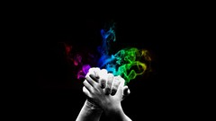 Multicolor hands smokes digital